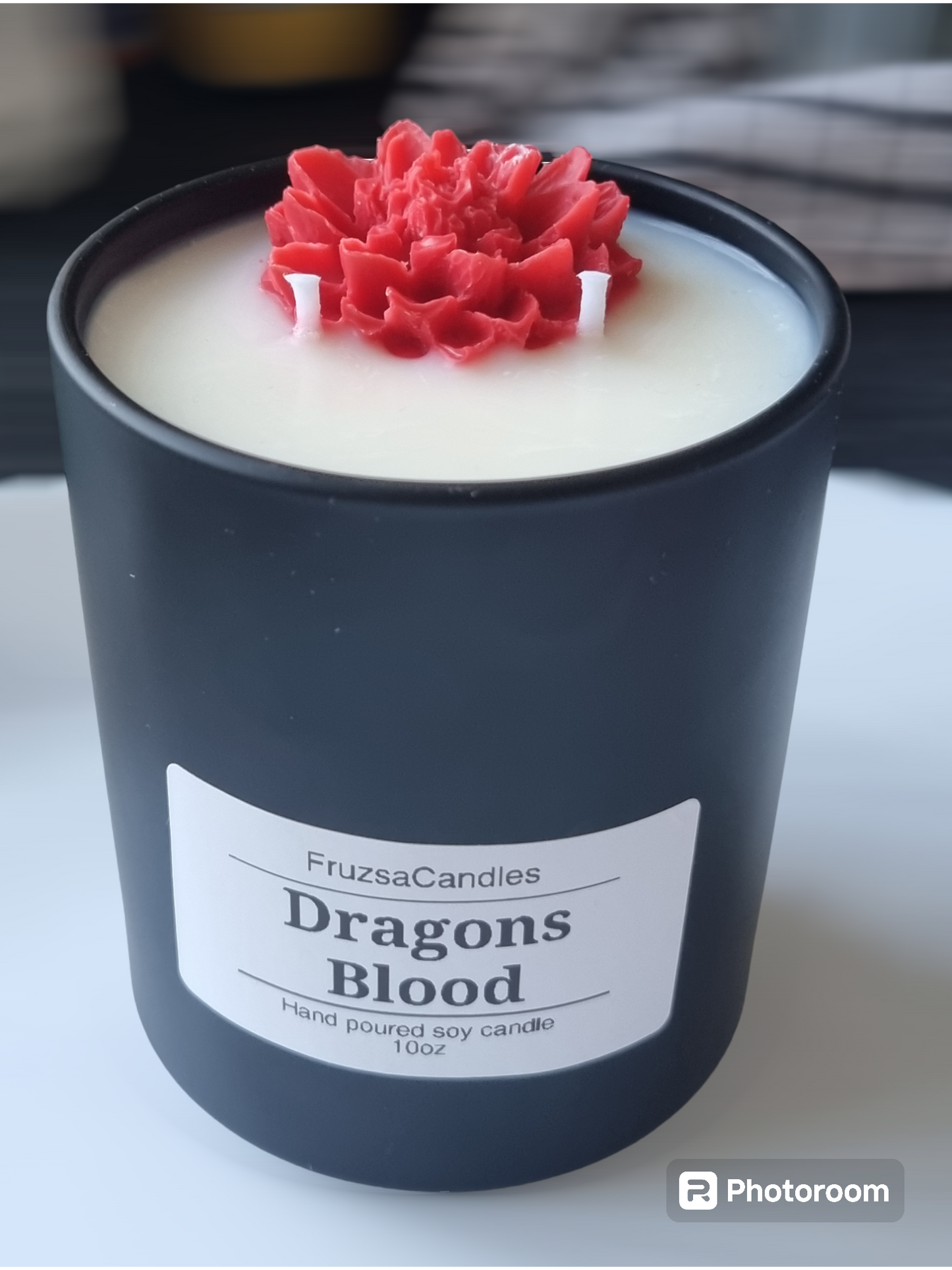 Luxury Dragons Blood scented Soy Candle in Matt Black Glass