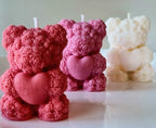 Rose Bear Scented Candle/Flower Teddy Candle/Handmade Soy Candle