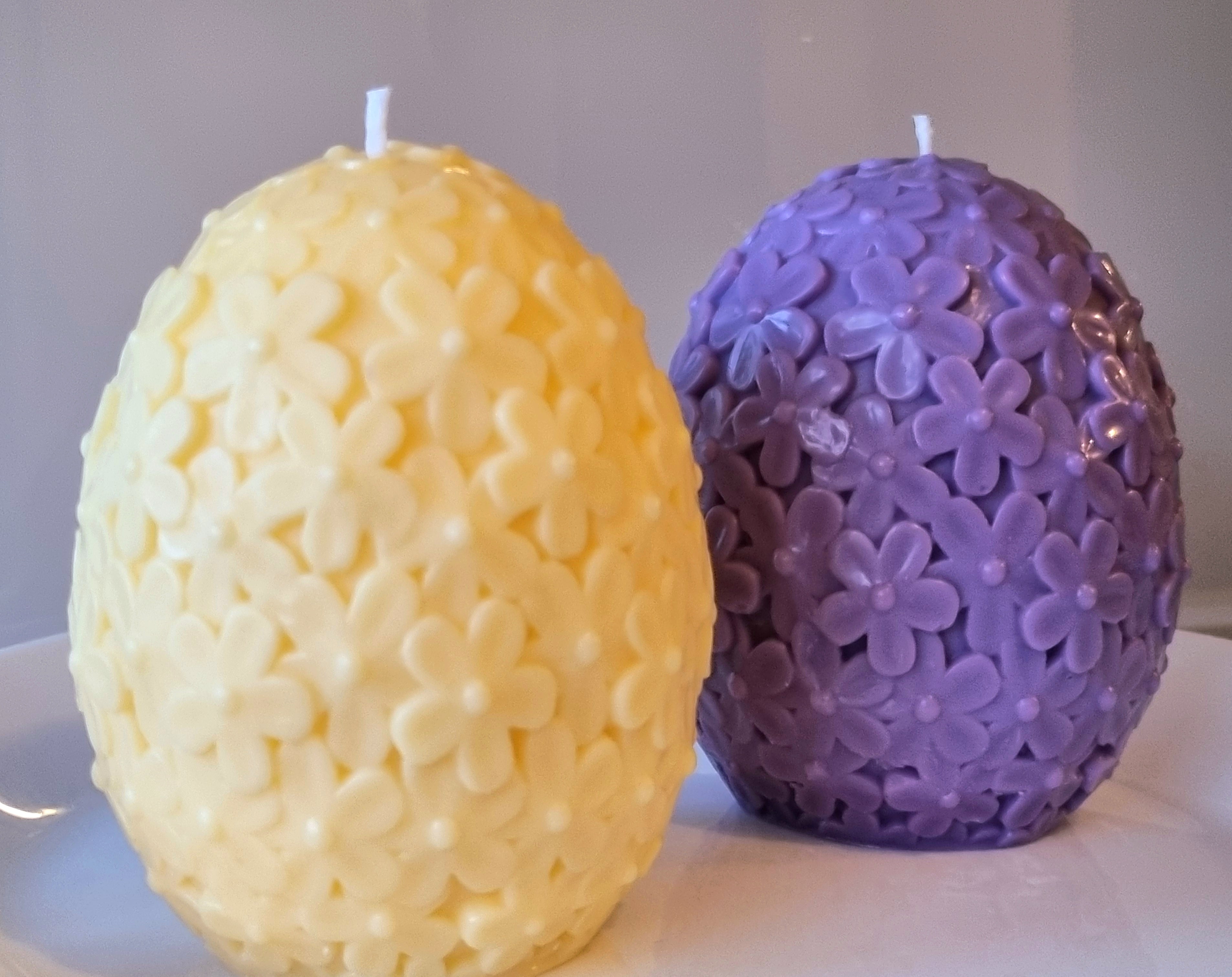 Big Scented Flower Egg Shaped Candle/Spring Candle/Easter Candle/Handmade Soy Candle