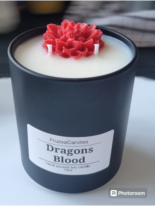 Luxury Dragons Blood scented Soy Candle in Matt Black Glass