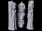 Set of 3 Halloween Candles, Skull 3 Wise Monkey, Husband and Wife Skull