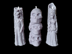 Set of 3 Halloween Candles, Skull 3 Wise Monkey, Husband and Wife Skull
