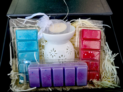 Handmade Home Fragrance Gift Box/ 1 Wax Burner with tea light candle & 3 wax melts / Choose Your Scent