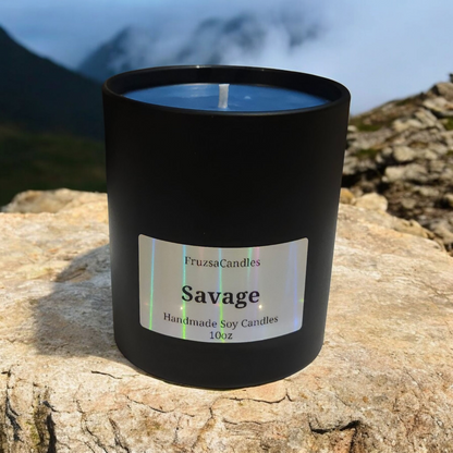 Savage Scented Candle for Men in Luxury Matt Black Jar/ Highly Scented Soy Candle/ Gift for men