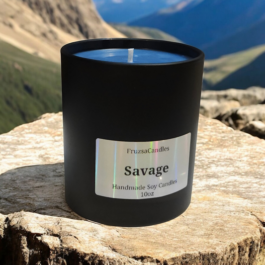 Savage Scented Candle for Men in Luxury Matt Black Jar/ Highly Scented Soy Candle/ Gift for men