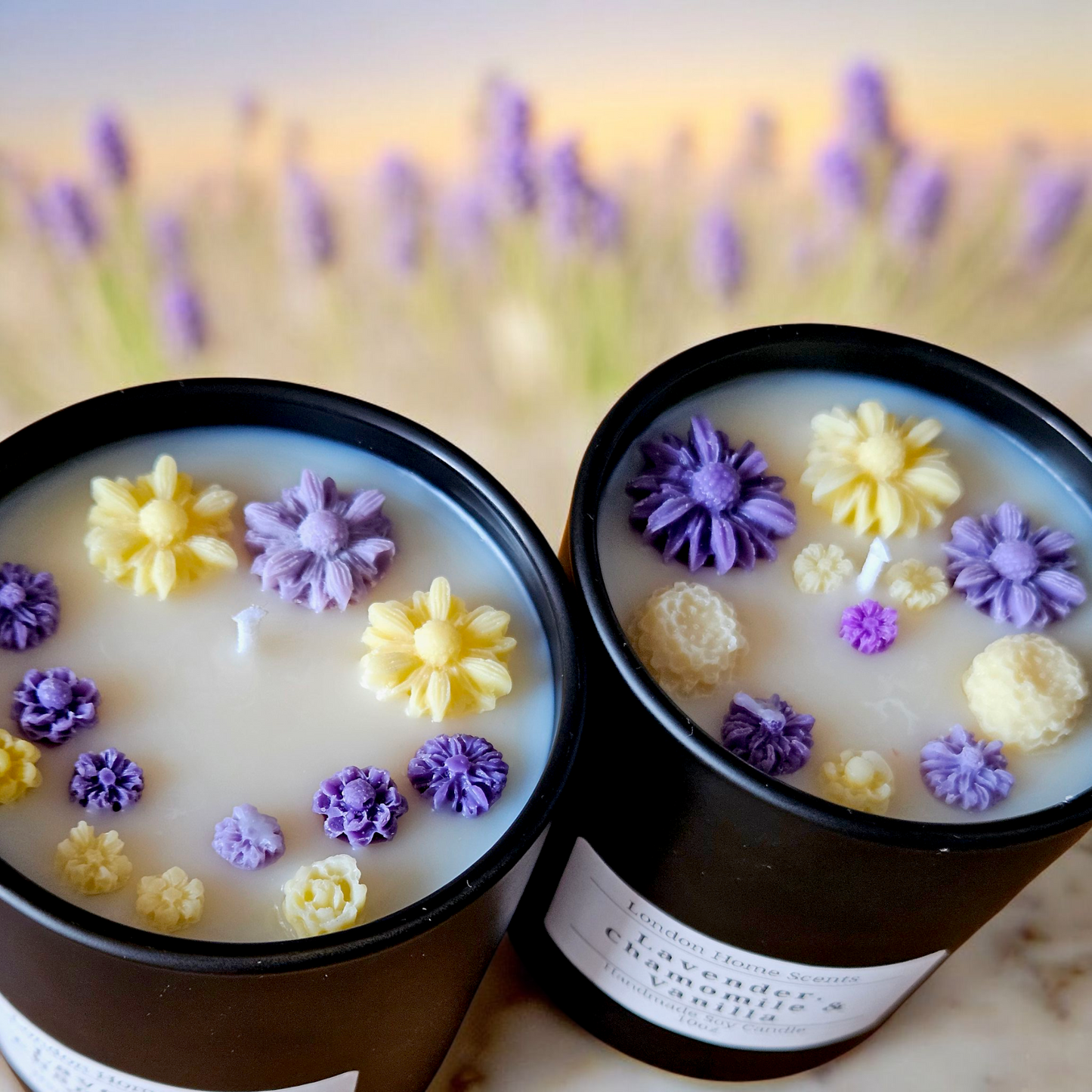 Beautiful Handcarfted Candle/Lavender, Chamomile & Vanilla Scented