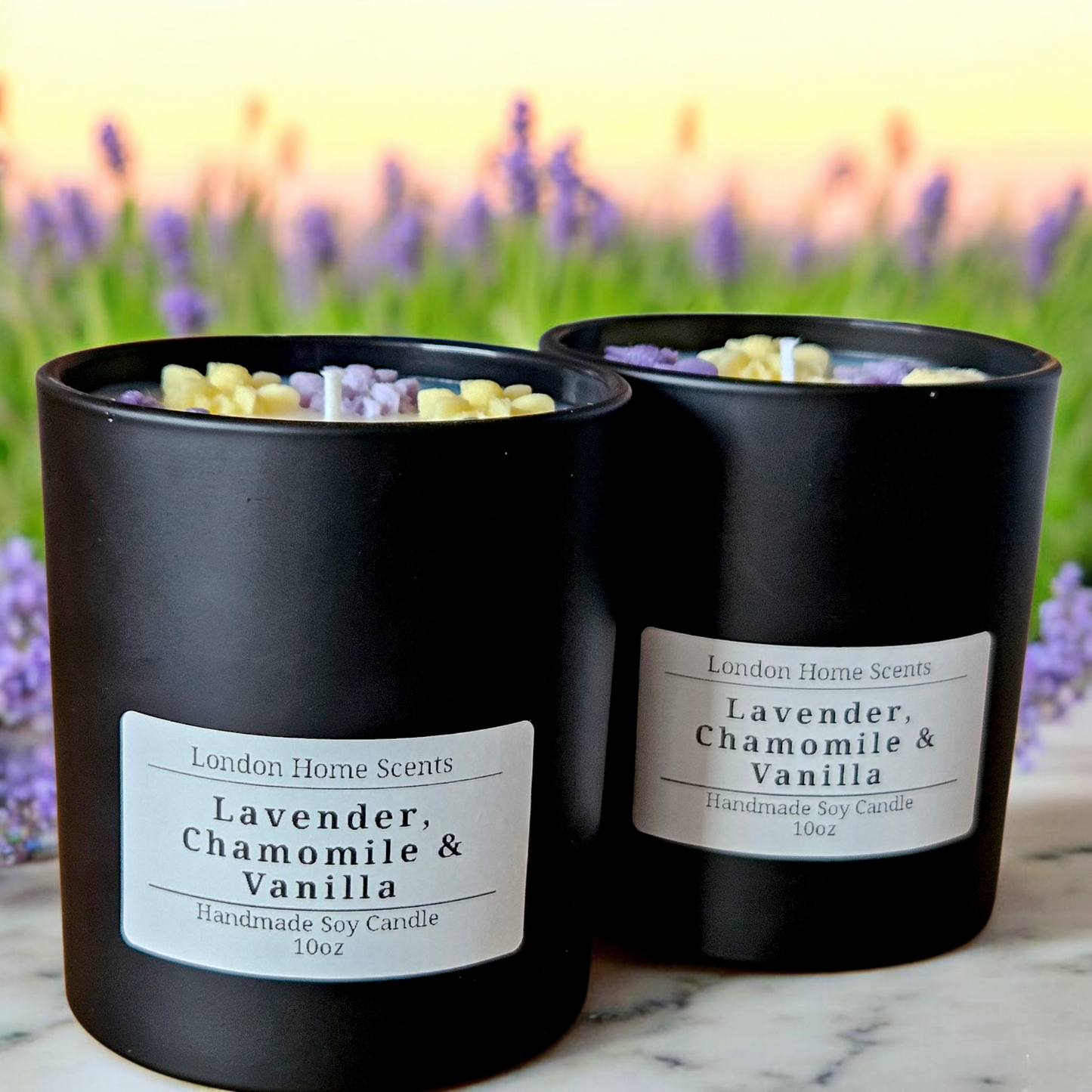 Beautiful Handcarfted Candle/Lavender, Chamomile & Vanilla Scented