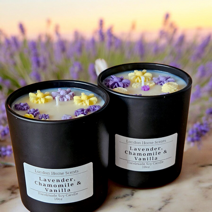 Beautiful Handcarfted Candle/Lavender, Chamomile & Vanilla Scented