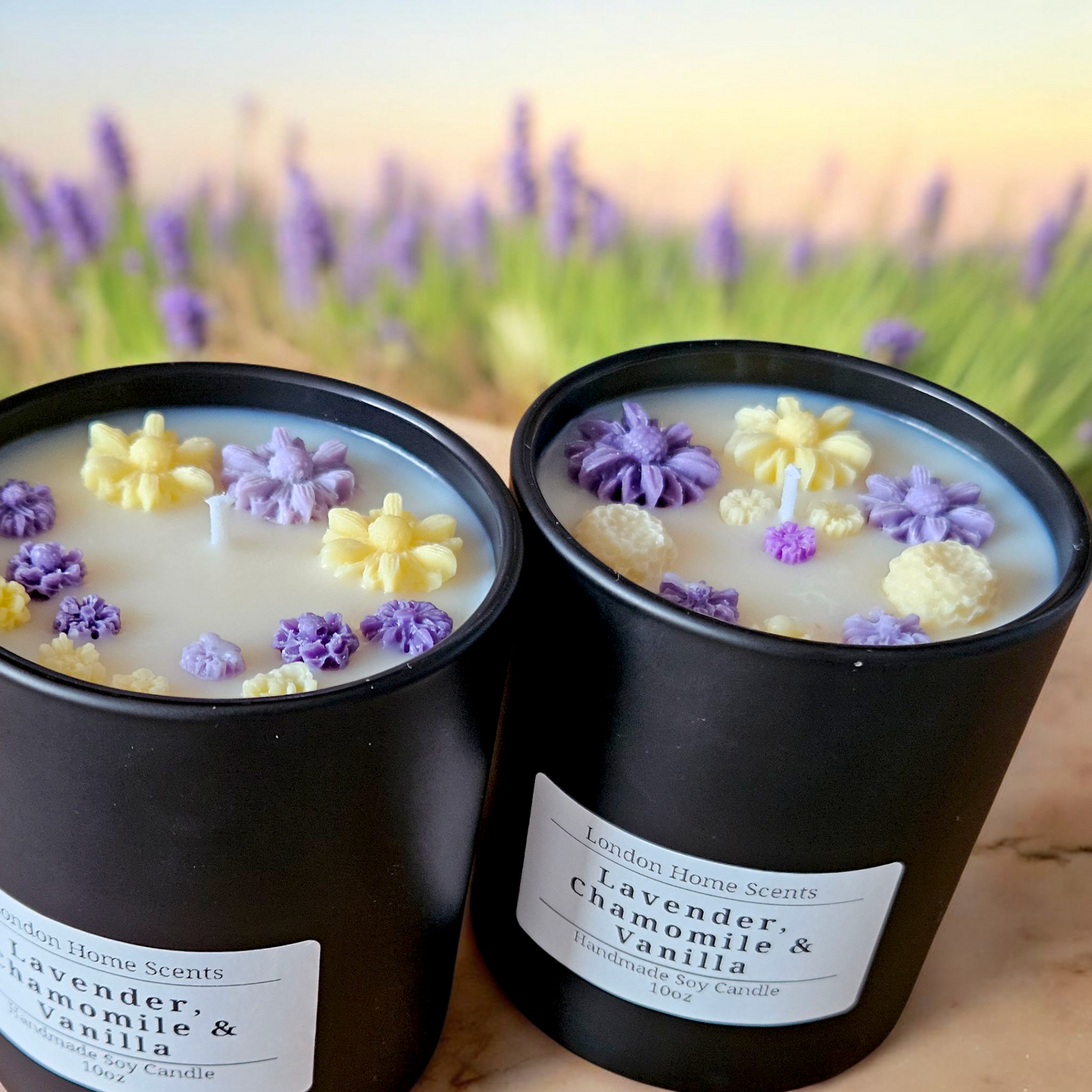 Beautiful Handcarfted Candle/Lavender, Chamomile & Vanilla Scented