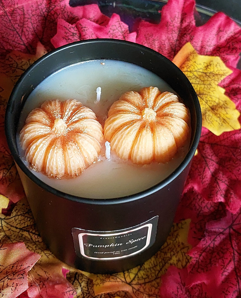 Pumpkin Spice Scented Candle/Luxury Matt Black Jar/Highly Scented Handcrafted Soy Candle